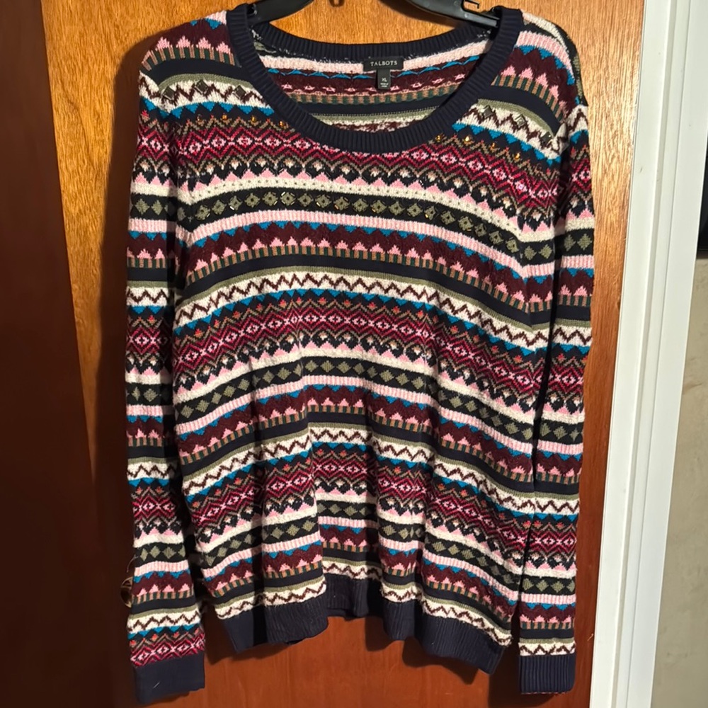 Talbots Multicolor Patterned Sweater - image 1